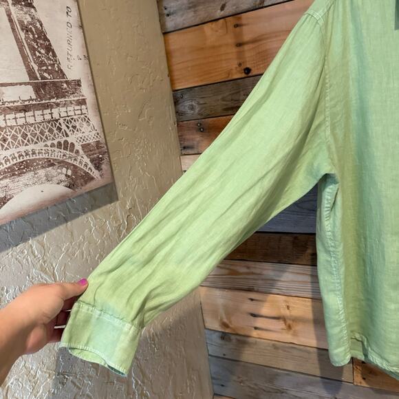Tommy Bahama Mens Sea Glass Breezer Linen Shirt Lime Grass Green Size XXL Beachy - Picture 4 of 13